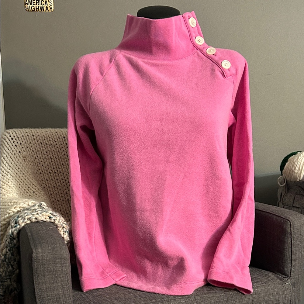 J.Crew Women's Pink Button-Accent Turtleneck Sweatshirt, size XS